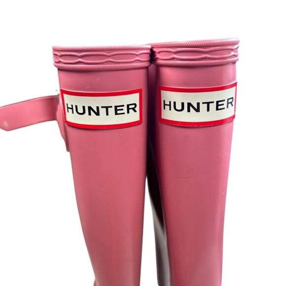 Hunter Original Tall Gloss Tain Boot Size 7 Women Pink Outdoors - Picture 2 of 9